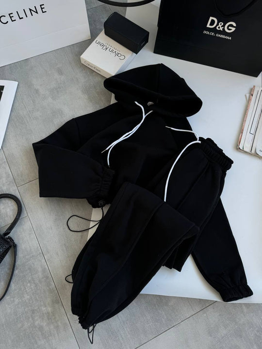 Damen Oversize-Hoodie und Jogginghose Set mit weichem Innenfutter, verstellbarer Kordel und hochgezogenem Bund Nord Taschen