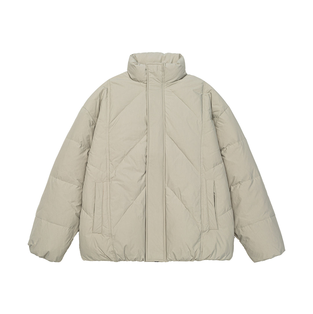 Unisex Oversized gesteppte Winterjacke mit hohem Stehkragen und verdecktem Reißverschluss Nord Taschen