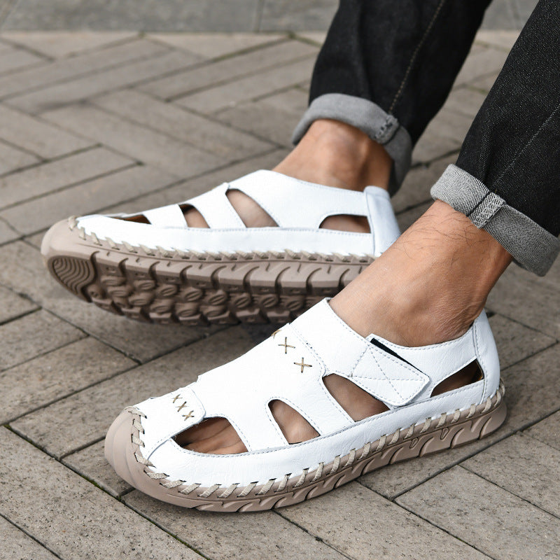 Herren Bequeme Leder-Sandalen mit luftiger Belüftung