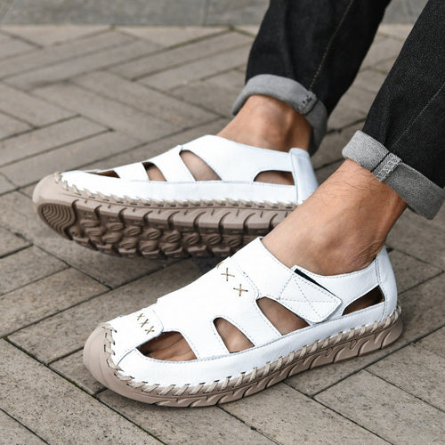 Herren Bequeme Leder-Sandalen mit luftiger Belüftung