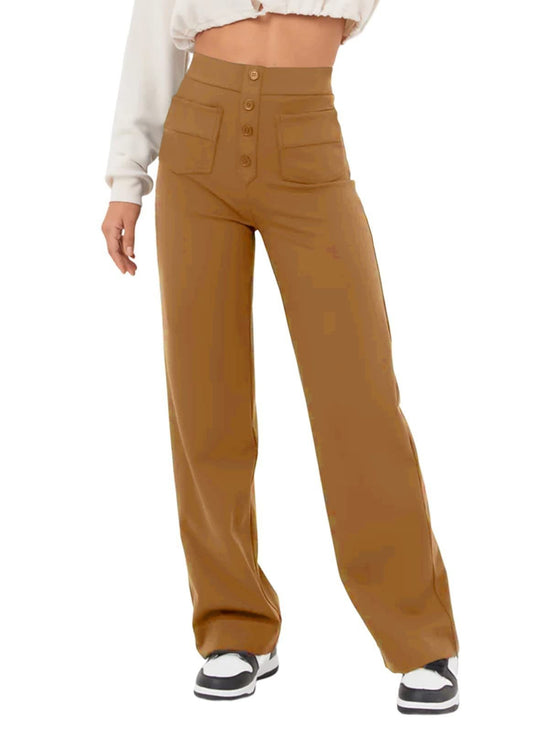 Damen Hochtaillierte Wide‑Leg Hose mit aufgesetzten Taschen Nord Taschen