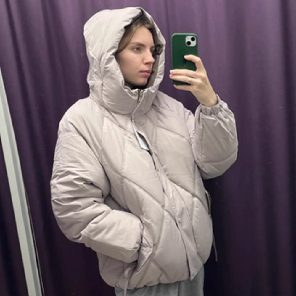 Damen Gefütterte Rauten‑Stepp‑Pufferjacke mit Kapuze und verdecktem Reißverschluss Nord Taschen