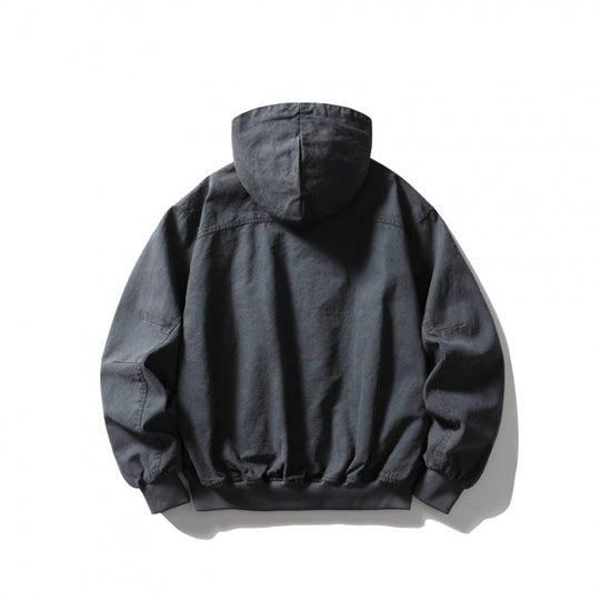 Unisex Boxy-Hoodie-Blousonjacke mit verdeckter Front und Pattentaschen Nord Taschen
