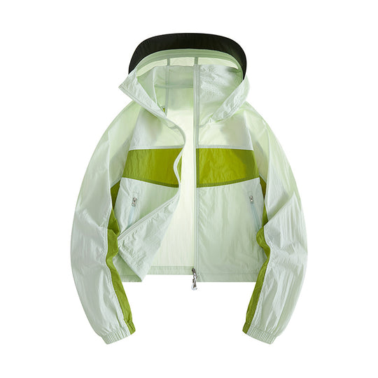 Damen Leichte Windbreaker-Jacke mit verstellbarer Kapuze