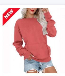 Damen Lockeres Sweatshirt mit Rundhalsausschnitt und Kängurutasche Nord Taschen