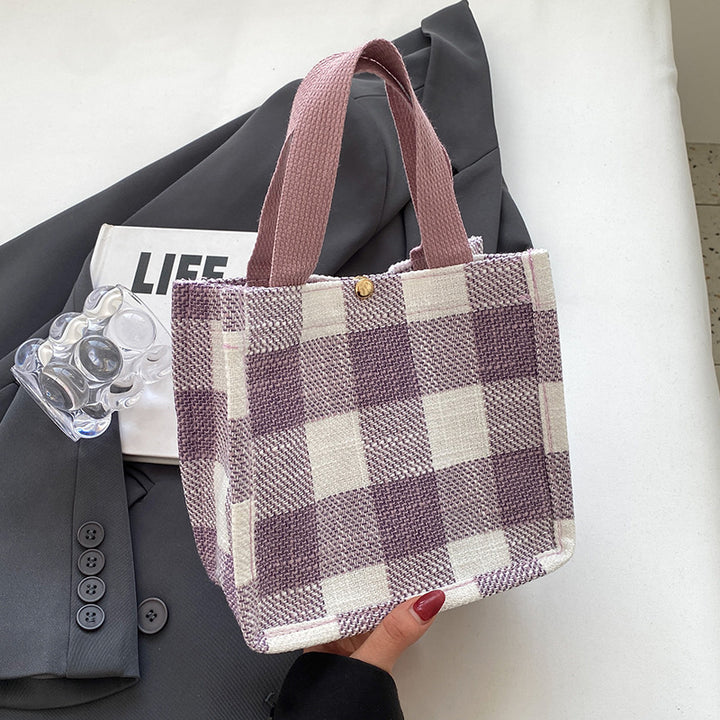 Damen modische Baumwolltasche im trendigen Karo-Design Nord Taschen