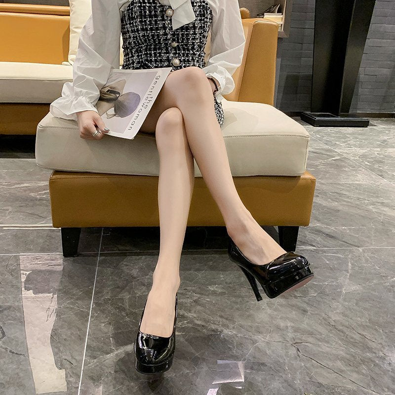 Damen Glamouröse Plateau-Pumps mit hochglänzendem Finish und elegantem Design