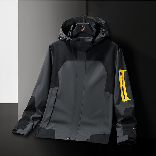 Herren Technische Softshell-Outdoorjacke mit Kapuze wasserabweisender Membran und Ärmeltasche Nord Taschen