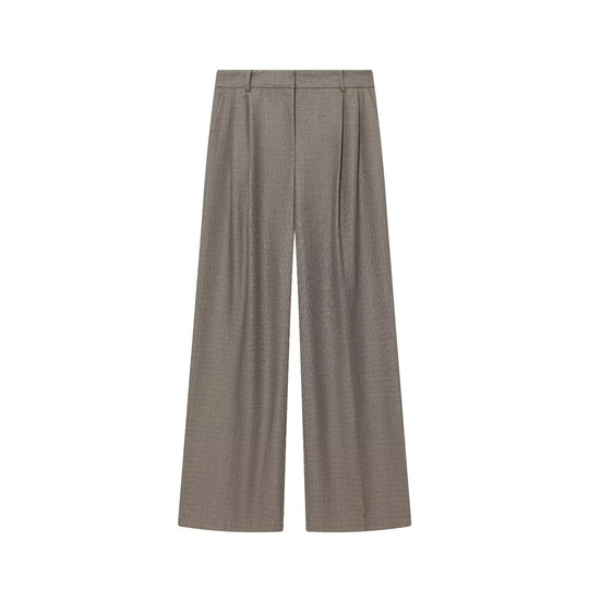 Damen Weitgeschnittene High-Waist-Hose mit Bundfalten und Bügelfalte Nord Taschen