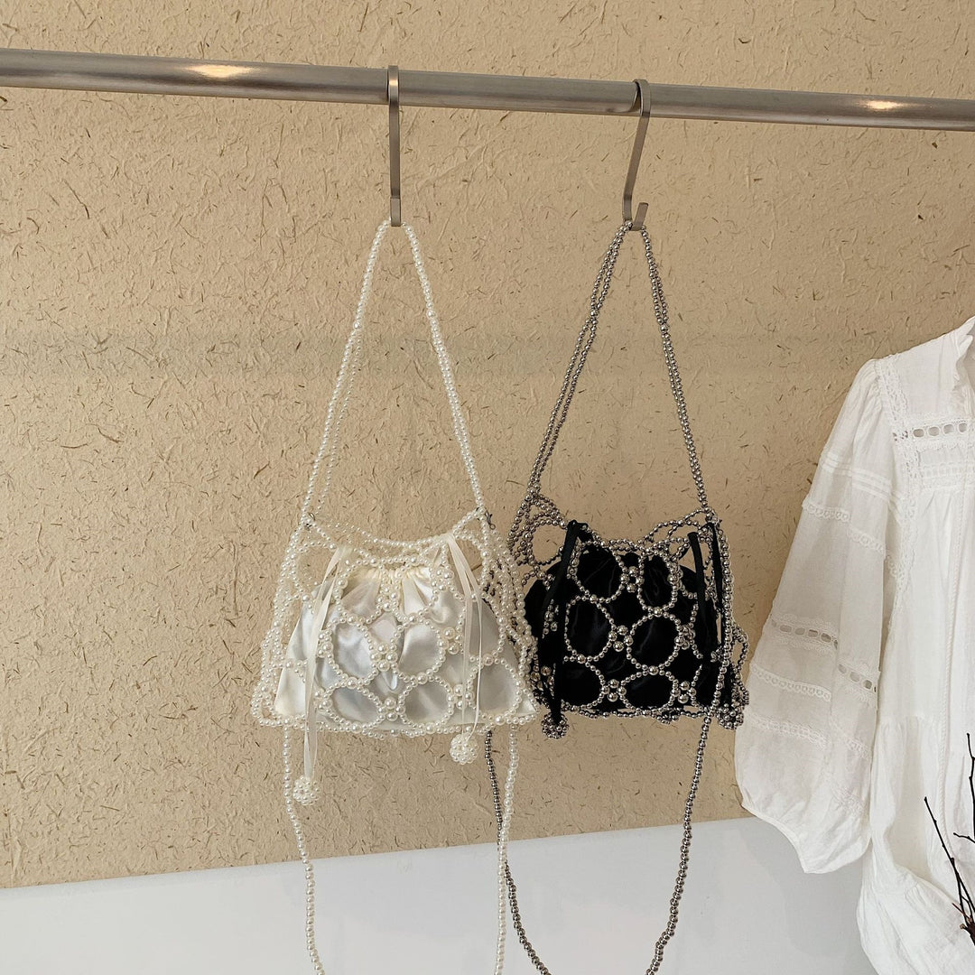 Damen Designer Umhängetasche mit edler Perlenverzierung Nord Taschen