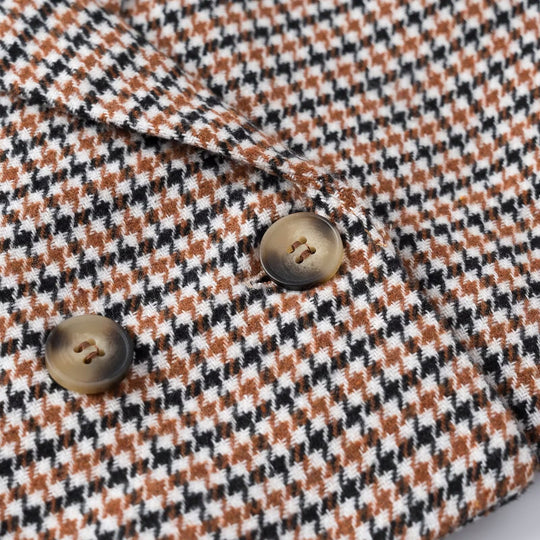 Damen Cropped Blazer im Hahnentritt-Muster mit doppelreihiger Knopfleiste Nord Taschen