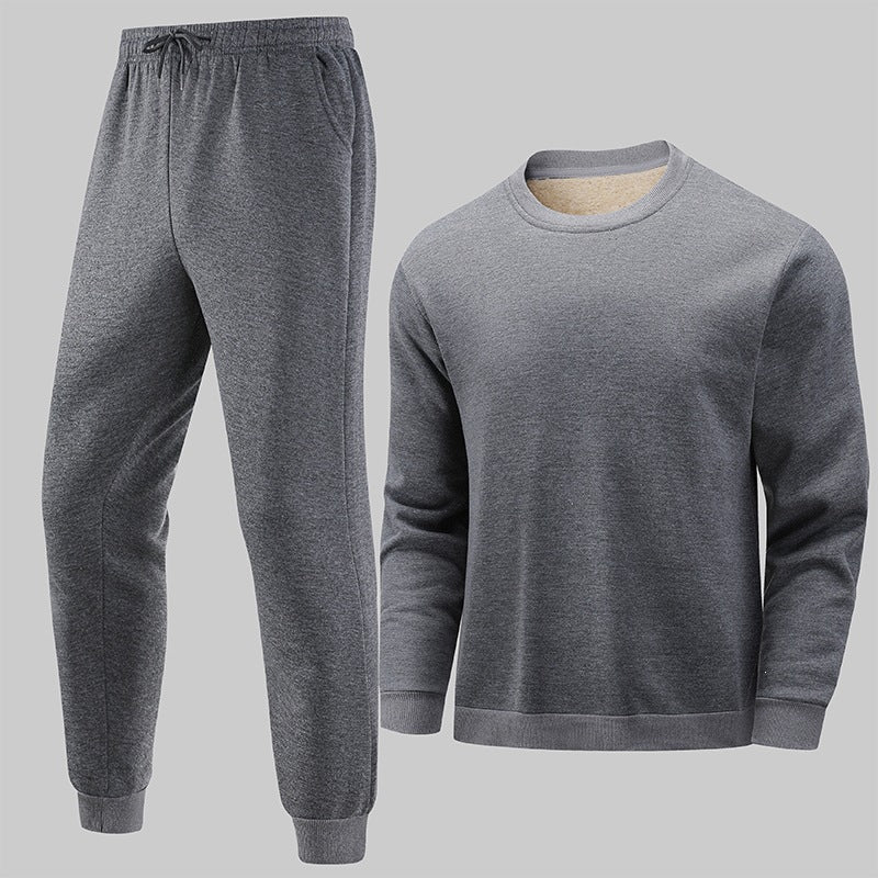 Herren Thermo‑Fleece Lounge‑Set mit Rundhals-Pullover & tapered Jogginghose Nord Taschen