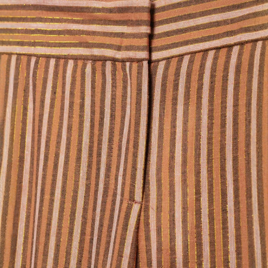Damen Weite Palazzo‑Strickhose mit hoher Taille und vertikaler Streifenstruktur Nord Taschen
