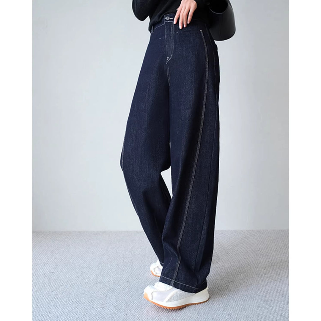 Damen Weite Jeans mit hohem Bund Nord Taschen