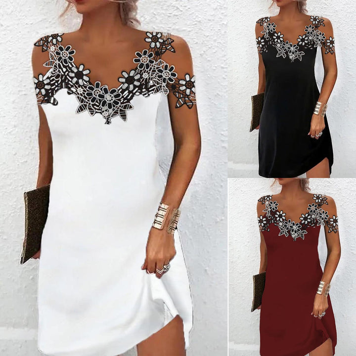 Damen Elegantes Kleid mit Spitzenbesatz