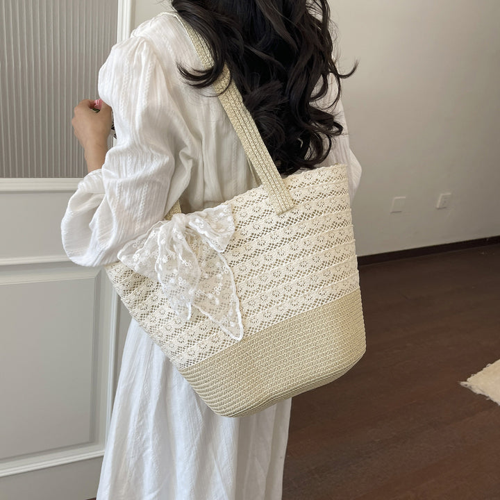 Damen elegante Basttasche mit verspieltem Schleifendesign Nord Taschen