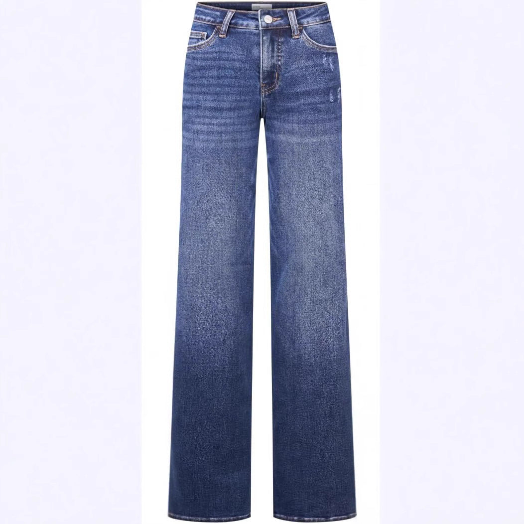 Damen Weite High‑Waist Schlagjeans aus Stretch Denim Nord Taschen