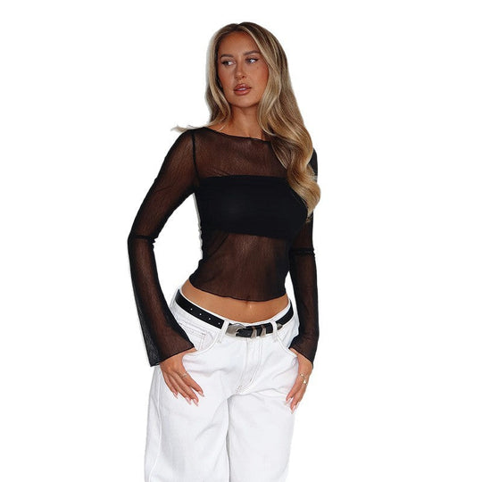 Damen figurbetontes Mesh-Oberteil