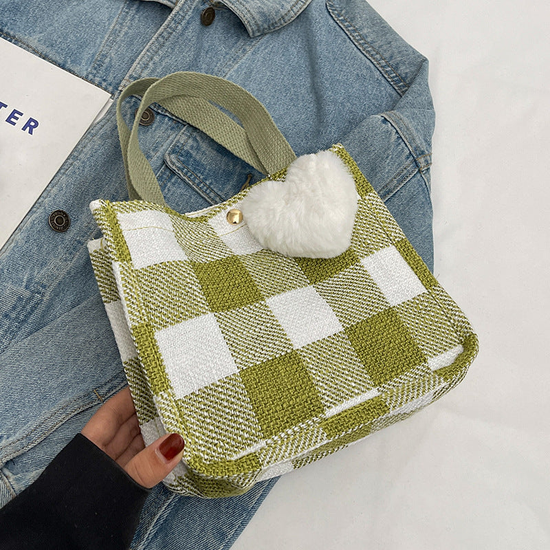 Damen modische Baumwolltasche im trendigen Karo-Design Nord Taschen