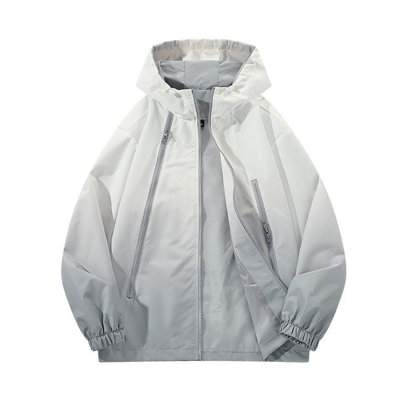 Herren Leichte Kapuzen-Windjacke mit asymmetrischen Reißverschlusstaschen und verstellbarem Saum Nord Taschen