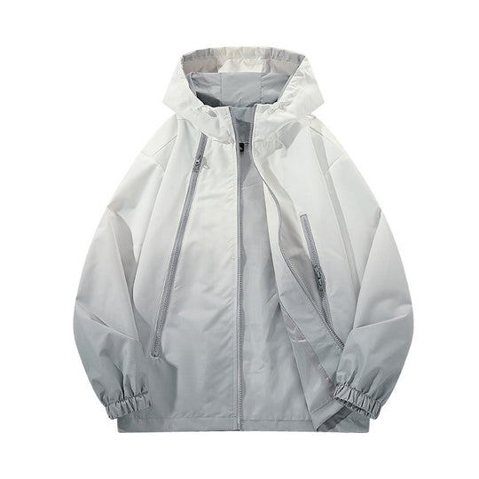 Herren Leichte Kapuzen-Windjacke mit asymmetrischen Reißverschlusstaschen und verstellbarem Saum Nord Taschen