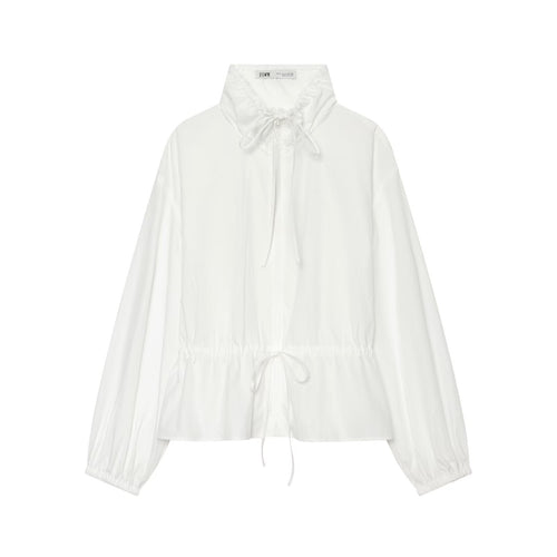 Damen Leichte Cropped Windjacke mit Tunnelzugkragen und Taillenraffung Nord Taschen
