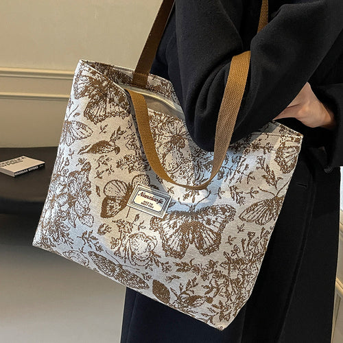 Damen Jute-Handtasche mit floralem Design Nord Taschen