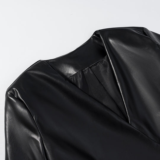 Damen Taillierter Kunstleder-Blazer mit Single-Button und konturierter Silhouette Nord Taschen