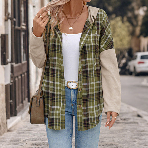 Damen Lässige Karierte Overshirt Nord Taschen