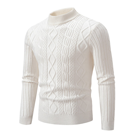 Herren Strukturierter Mockneck-Zopfstrickpullover Nord Taschen