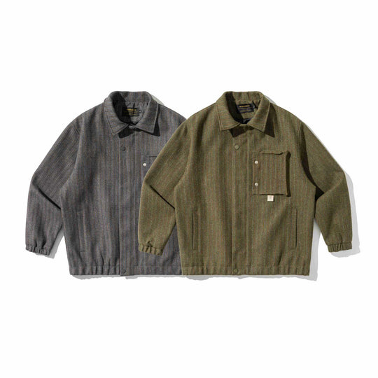Unisex Strukturierter Overshirt‑Blouson aus gewobener Wollmischung mit Druckknopf‑Front Nord Taschen