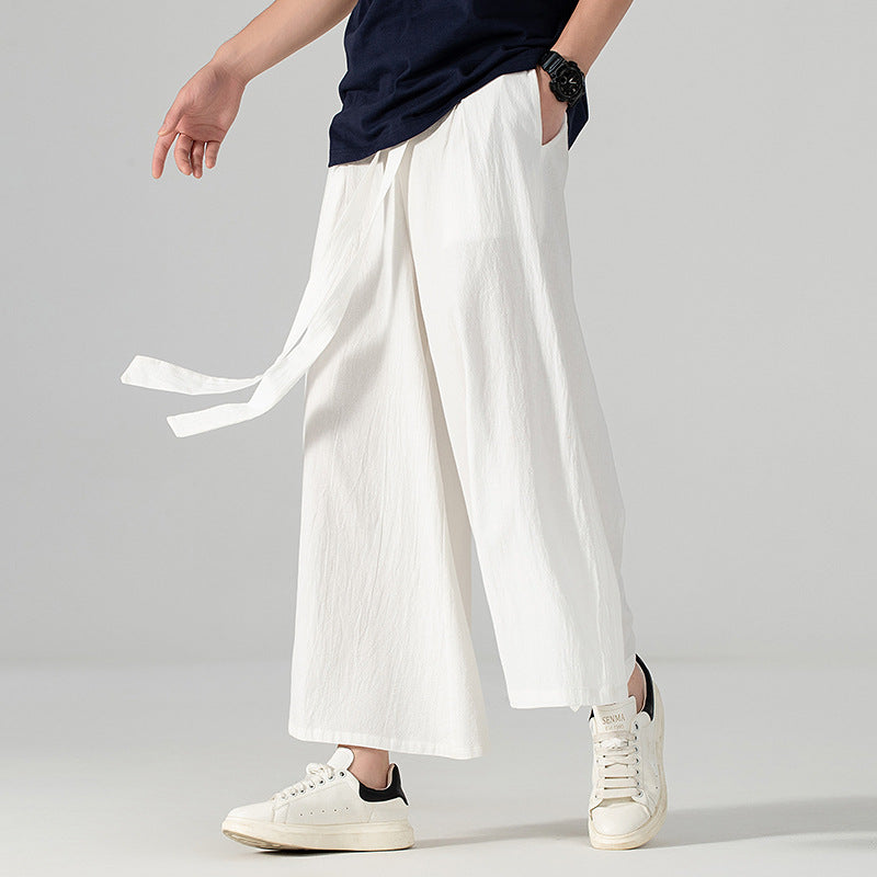 Damen Culotte-Style Hosenrock mit weitem Bein und Bindegürtel Nord Taschen
