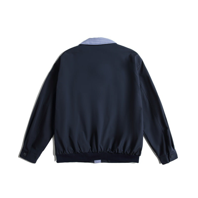 Herren Leichte Harrington-Bomberjacke mit Karierter Hemdkragen und Pattentaschen Nord Taschen