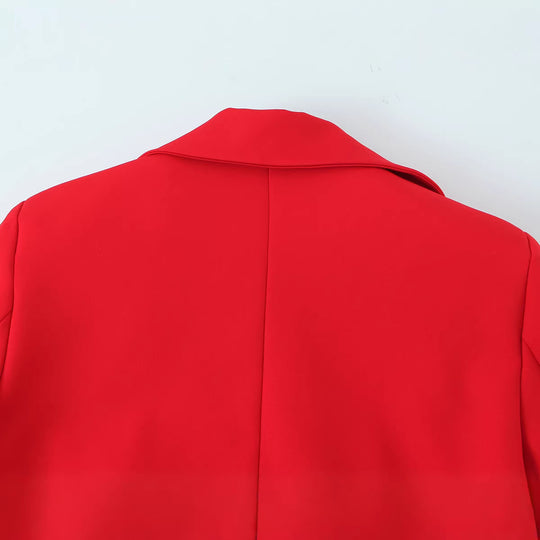 Damen Zweireihiger Blazer mit Herz‑Metalldetails und Pattentaschen Nord Taschen
