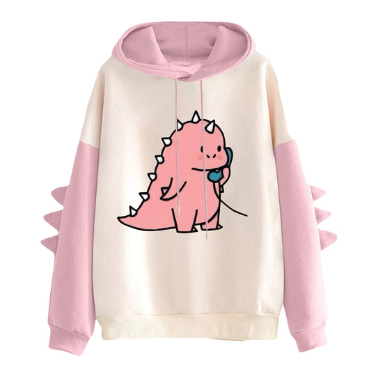 Damen nan Kapuzenpullover mit niedlichem Frosch-Motiv, Kängurutasche und volumigen Ärmelapplikationen Nord Taschen