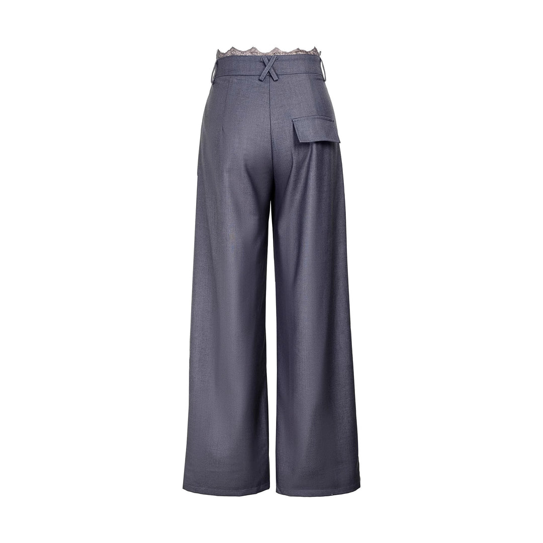 Damen Stylische High-Waist-Hose mit dekorativem Bund Nord Taschen