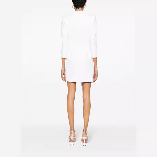 Damen Tailliertes Blazerkleid mit asymmetrischem Saum und 3/4-Ärmeln Nord Taschen