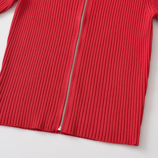 Damen Gerippte kurzärmelige Strickjacke mit durchgehendem Reißverschluss und Polokragen Nord Taschen