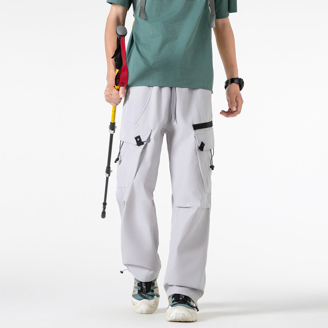 Herren Weite Utility-Cargo-Hose mit Tunnelzugbund, Multifachtaschen und verstellbaren Beinabschlüssen Nord Taschen