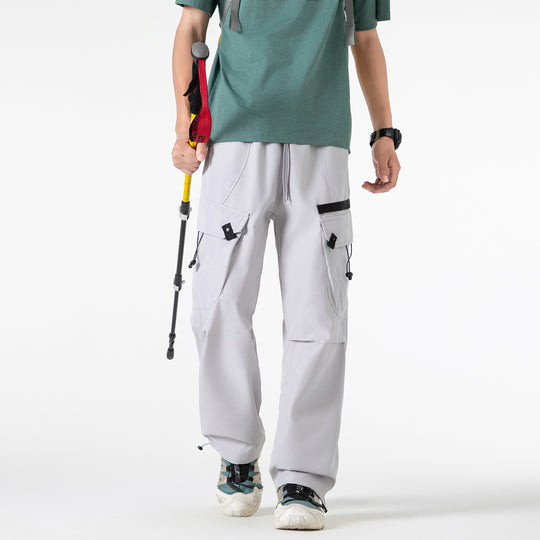 Herren Weite Utility-Cargo-Hose mit Tunnelzugbund, Multifachtaschen und verstellbaren Beinabschlüssen Nord Taschen