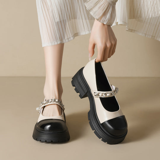 Damen elegante Mary-Jane Schuhe mit modischer Kettenverzierung Nord Taschen