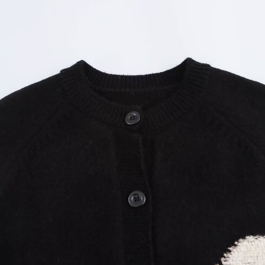 Damen Strickcardigan mit verspielten Tierintarsien und 3D‑Applikationen Nord Taschen