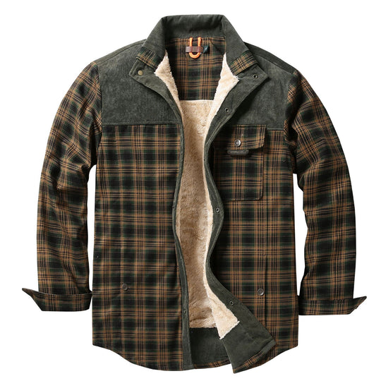 Herren Lässige Flanelljacke mit Teddyfutter Nord Taschen