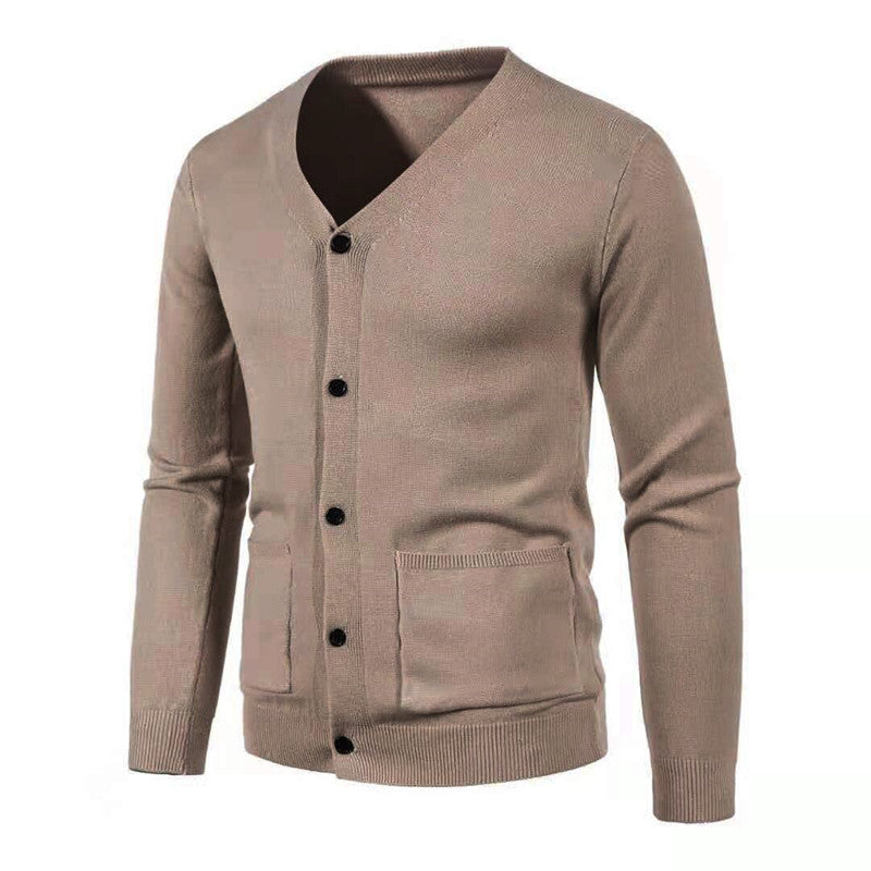 Herren Feinstrick-Cardigan mit V-Ausschnitt, Knopfleiste und aufgesetzten Taschen Nord Taschen