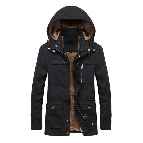 Herren Thermo-Canvas-Parka mit Teddyfleece-Innenfutter und Windschutzleiste Nord Taschen