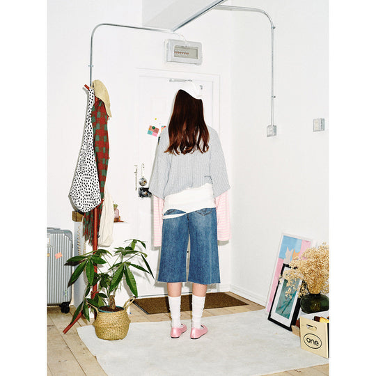 Damen Lagenlook-Longsleeve mit gestreiften Ärmelärmeln und grafischem Statement-Print Nord Taschen