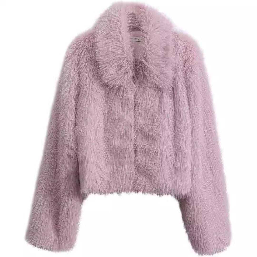 Damen Kurzes Shaggy‑Faux‑Fur‑Blouson mit dichtem Hochflor und kastiger Cropped‑Passform Nord Taschen