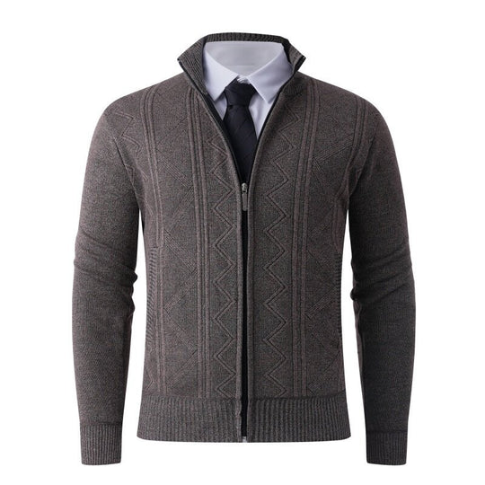 Herren Strick-Zipjacke mit Stehkragen und dezentem Rautenmuster Nord Taschen