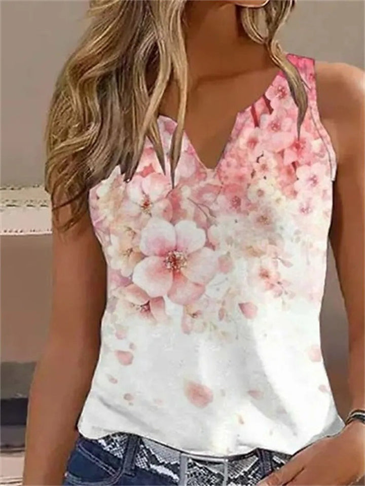 Damen ärmelloses Blusenshirt mit floralem Design