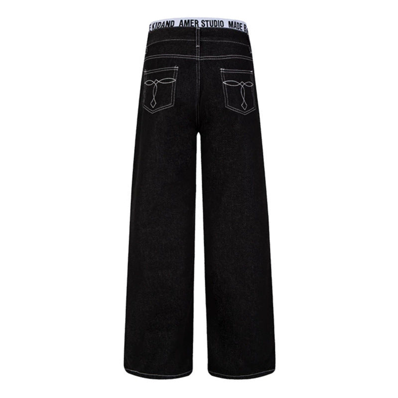 Damen Weite High‑Waist Denim‑Hose mit Logo‑Elastikbund und Palazzo‑Silhouette Nord Taschen
